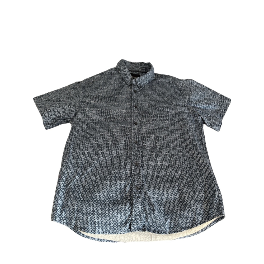 Men's JACHS New York Button Down Short Sleeved 
Shirt Size M Blue Patterned